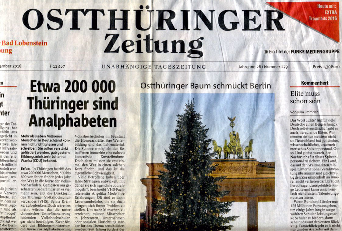 200.000 Analphabeten in Thüringen, 7 Millionen in Deutschland